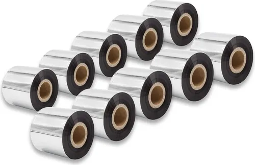 vhbw 10x Thermotransfer-Band kompatibel mit TSC TTP-384M, TTP-366M, TTP-346M Drucker Etikettendrucker, Wischfest, 60 mm x 300 m, Wachs-Plus Schwarz