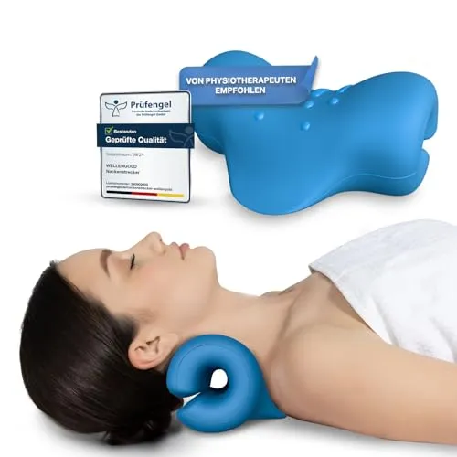 WELLENGOLD Nackenstrecker - Orthopädischer Nackendehner bei Schulter & Nackenschmerzen - Premium Cloudy Neck Stretcher für Nackenbuckel & Buckel Korrektur - Nackenwolke mit dt. Anleitung & E-Book