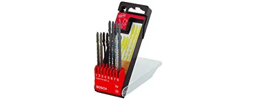 Bosch Home and Garden DIY 8tlg. Stichsägeblattkassette zum Sägen in Holz, Metall und Kunststoff