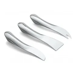 PHILIPPI Wave Käsemesser Set, 3 tlg - Sonstiges Besteck, elegantes Set aus hochwertigem Edelstahl mit Wellenform-Griffen, ideal für das mühelose Schneiden von Käse und das perfekte Geschenk für Käseliebhaber.