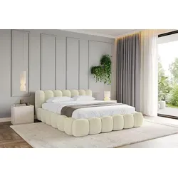 ALTDECOR Polsterbett SENA v1 mit Matratze H3/H4 und Bettkasten – 180x200 Beige