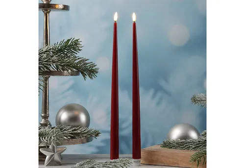 Deluxe Homeart LED-Kerze ELLA Deluxe Stabkerzen 2er Set in rot von Deluxe Homeart