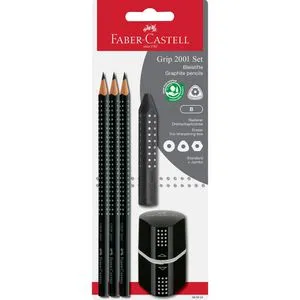 FABER-CASTELL GRIP 2001 Bleistift-Set B schwarz, 1 Set in schwarz von Faber-Castell
