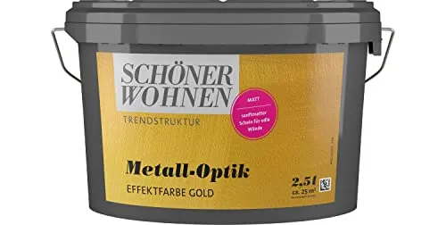 SCHÖNER WOHNEN Metall-Optik Effektfarbe, 2,5 Liter - Wasserverdünnbare Effektfarbe in glänzender und matter Metall-Optik, ideal für kreative Wandgestaltungen und Dekorationsprojekte, auch für den geschützten Außenbereich geeignet.