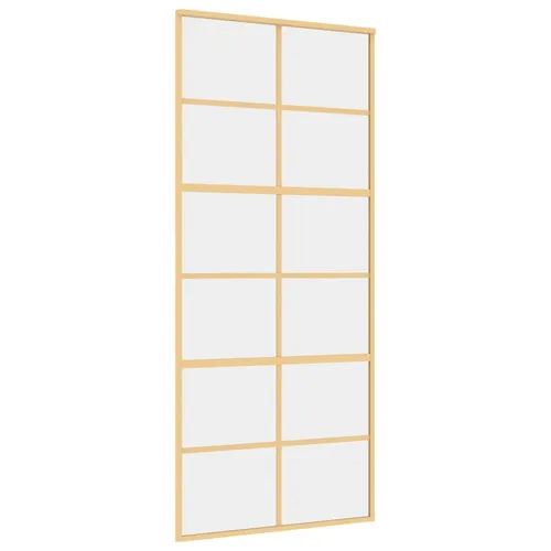 vidaXL Schiebetür Golden 90x205 cm aus ESG-Klarglas - Moderne Schiebetür aus ESG-Klarglas und Aluminium, ideal für helle, offene Wohnräume. Geräuschlose Funktion mit Türdämpfer für komfortable Nutzung.