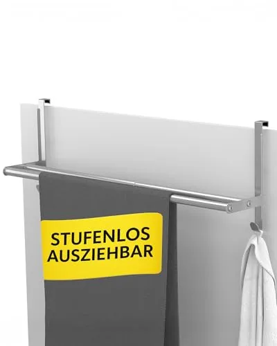 MDCASA Handtuchstange aus Edelstahl - Handtuchhalter ohne Bohren, verstellbar von 43 bis 80 cm, ideal für begrenzte Bäder und hält bis zu 5 kg. Hochwertig, stabil und vielseitig einsetzbar.