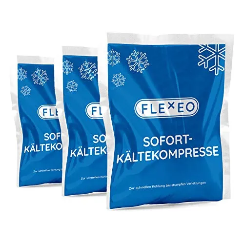 FLEXEO 10 × Sofort-Kältekompresse 13 × 8 cm (klein) | Einmal-Sofortkältekompresse, Kälte-Sofortkompresse, Kühlpack, Kühlakku, Kältekompresse, Kühlkompresse, Einmal-Kühlpack, Ice Pack