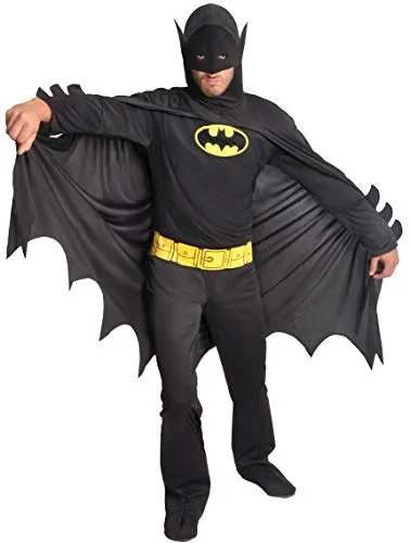 Batman Dark Knight costume disguise adult official DC Comics (Size XL), Schwarz