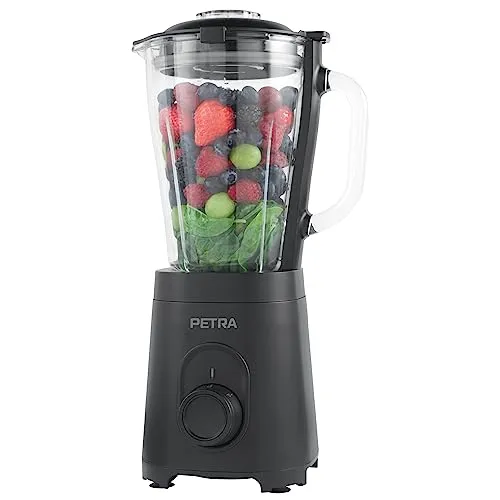 Petra Standmixer Glas 1,5L, Smoothie Maker & Mixer für Küche, Hochleistungsmixer mit Impulsfunktion, Blender Mixer mit Glasbehälter, BPA-frei, 2 Geschwindigkeiten, 600W
