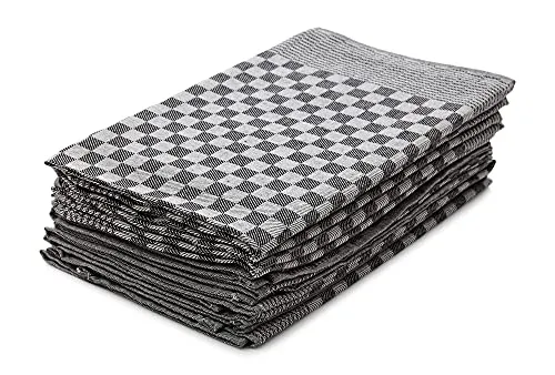 Hometex Premium Textiles 10er Set Zwirn Geschirrtücher | Grubentücher in extra Dicker Qualität - 220 g/m² | 100% Baumwolle sehr saugfähig | ÖKO-TEX 100 Standard | 50 x 70cm Schwarz