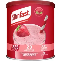 SlimFast Milchshake Pulver Erdbeere - Kalorienreduzierter Diät-Shake mit hohem Eiweißanteil - Leckerer Erdbeer-Mahlzeitenersatz mit 14 g Eiweiß und nur 225 Kalorien pro Shake. Einfach zuzubereiten und ideal für eine gewichtskontrollierende Ernährung.