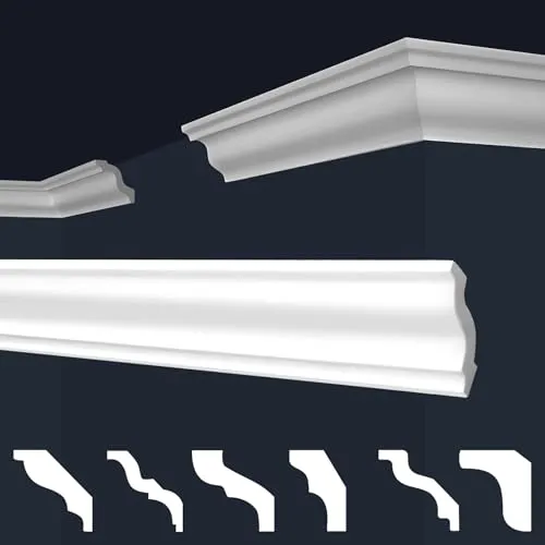 marbet design Stuckleiste E-5, 50 Meter - Elegante Deckenleisten aus XPS - Verleihen Sie Ihrem Raum mit den stilvollen Stuckleisten E-5 aus hochwertigem XPS eine zeitlose Eleganz. Leicht zu montieren und individuell farblich gestaltbar – ideal für jedes Zuhause.