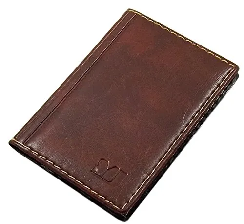 myledershop Kredit- und Visitenkartenetui mit Kontrastnaht 12 Fächer MJ-Design-Germany (Design 1 / Braun)