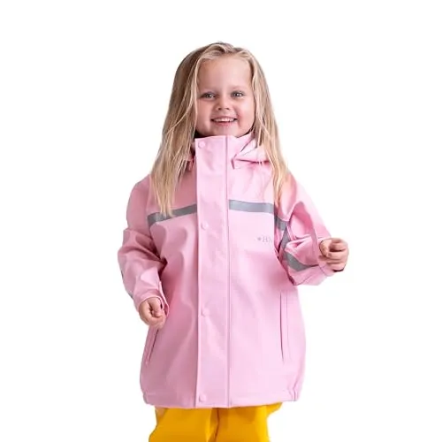 BMS Buddeljacke, rosa Kinder-Regenjacke mit abnehmbarer Kapuze, Größe 122