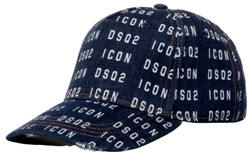 Dsquared2 Jeans Denim Icon Logo Baseball Cap - Stylische Baseballkappe mit Logo-Stickerei, verstellbarem Rückengurt und abgenutztem Effekt. Ideal für Freizeitlooks und jedes Wetter.