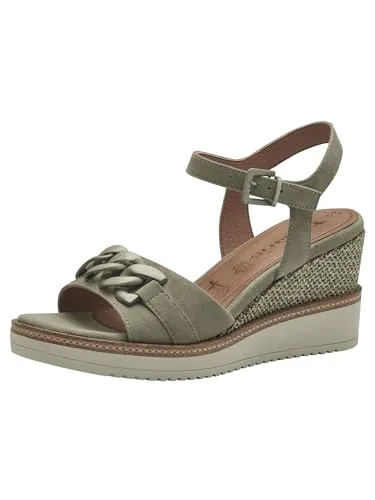 Tamaris Sandalette 1-28013-42 771 - Wanderschuhe mit bequemer Sandalette und Keilabsatz, aus hochwertigem Leder, ausgestattet mit innovativer TOUCH-IT Technologie für optimalen Komfort und individuelle Passform dank verstellbarer Schließe.