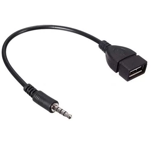 CABLEPELADO Adapterkabel, USB-Buchse auf 3,5-mm-Klinkenstecker, AUX-Stecker, geeignet zum Anschluss von USB-Geräten an AUX-Buchse im Auto, 20 cm, Schwarz