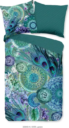 hip Wendebettwäsche Kari, 2-teilig, Satin, 135x200 cm, Wendeoptik - Bettwäsche-Set aus hochwertigem Mako-Satin mit Mandala- und Federn-Motiv, ideal für einen stilvollen Schlafzimmerlook und pflegeleicht bei 40°C waschbar.