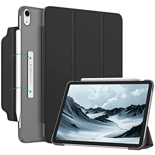 Fintie Hülle für iPad Air 11 Zoll (M4/M3/M2, 2026/2025/2024), iPad Air 5/4 Gen Case (10,9 Zoll, 2022/2020) - [Magnetverschluss] Leichte Standhülle mit Durchscheinend Mattierter Rückseite, Schwarz
