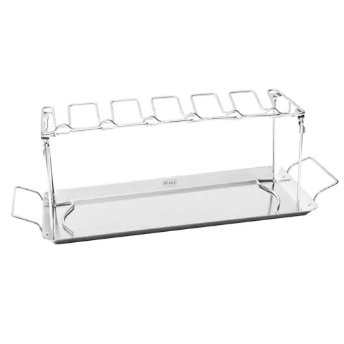 RÖSLE Grillguthalter Hähnchenrack 25144 - Grillhalter aus Edelstahl für 12 Hähnchenteile, ideal für perfekte Grillresultate und einfache Handhabung bei BBQs.