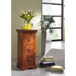 Massivmoebel24 Kommode OXFORD aus Akazie - Stilvolle Kommode aus massivem Akazienholz, 33x31x74 cm, nougat lackiert – ideal für ein modernes Wohnambiente.