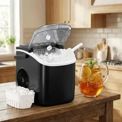 SONGMICS Tragbare Eiswürfelmaschine mit Selbstreinigung, 2 Würfelgrößen, schwarz