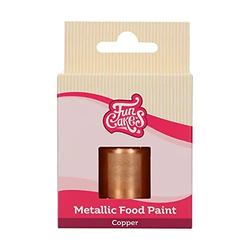 FunCakes Metallic Food Paint Kupfer: Erzeugt metallische Effekte auf Fondant, Marzipan, Royal Icing und Kekse. 100% essbare Lebensmittelfarbe, Halal, geeignet für Vegetarier und Veganer. 30 ml.
