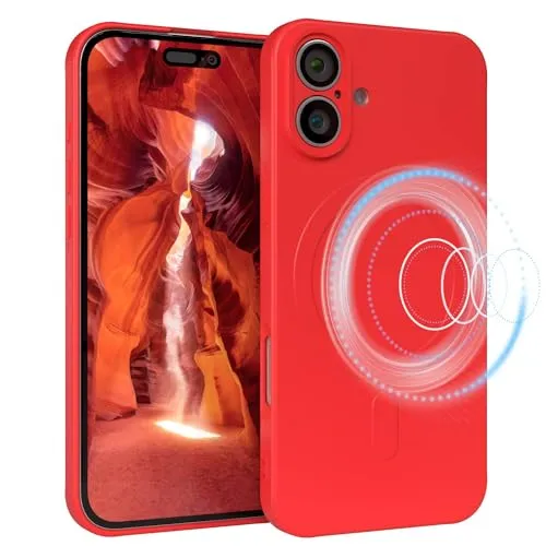 EAZY CASE - Silikonhülle magnetisch für iPhone 16 Plus Hülle Silikon Rot weich stoßfeste Magnet Handyhülle Schutzhülle mit Kameraschutz Dünn Schutz Cover TPU Bumper in Mattrot