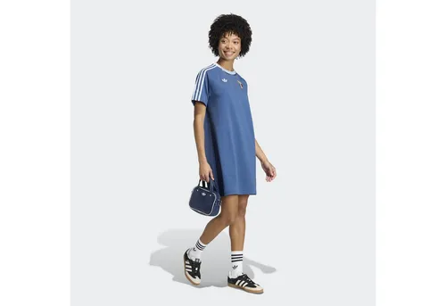 adidas ITALIEN OG DRESS T-Shirt Damen in marin, Größe L - Stylisches T-Shirt-Kleid im Design der italienischen Fußballnationalmannschaft; mit bequemem Rundhalsausschnitt und kurzen Raglanärmeln für einen sportlichen Look.