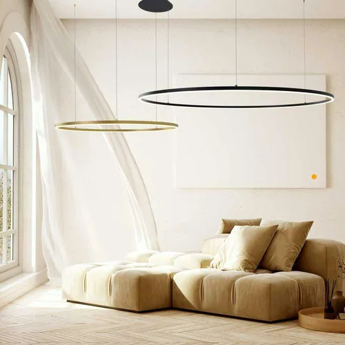 s.luce LED-Hängeleuchte 2er-Ring, Weiß, Metall, Rund, 60x3.3x1.3 cm - Moderne 2er-Ring Hängelampe für individuelle Lichtgestaltung. Ideal für Wohnzimmer oder Esszimmer, bietet flexible Positionierung und einfache Montage.