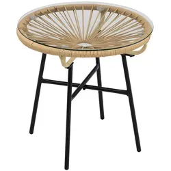 Runder Bistrotisch aus Rattan für Garten und Terrasse