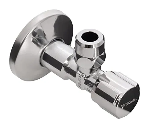Schell Eckventil für Waschbecken & Spülkasten | 49220621 | 3/8 Zoll | Anschluss Armatur | Mit Quetschüberwurf & Längenausgleich | Mit Schubrosette | Messing | Chrom | 19058 9