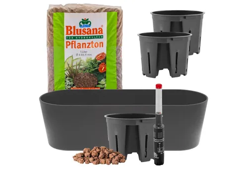 LENI Jardiniere Blumentopf 36 cm - Selbstbewässerung für Kräuter & Zimmerpflanzen - Garten-Zubehör: Perfekter Selbstbewässerungstopf für pflegeleichte Pflanzen, inklusive 3 Kulturtöpfen und Wasserstandsanzeiger, ideal für nachhaltige Begrünung.