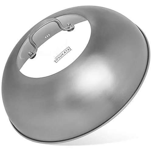 YOSUKATA Wok-Deckel 34,5 cm -304 Edelstahl-Wokdeckel mit Gehärtetem Glas und Dampflöchern - Abdeckung für 36 cm Wokpfanne - Grill- und Käse-Schmelzkuppell - Wok-Zubehör Spülmaschinenfest
