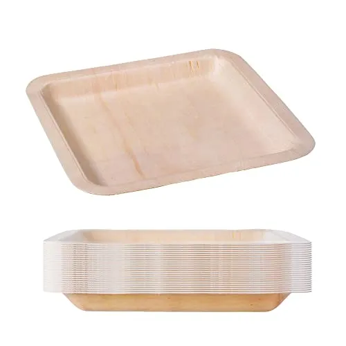 GRÄWE Einwegteller Set - Holz Teller, 25 Stück, 21 cm - Stabile Partyteller für 25 Personen, stabiler als Pappteller - Ideal als Partygeschirr und Einweggeschirr