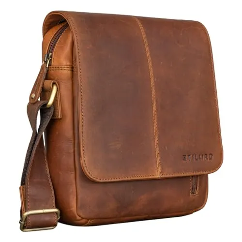 STILORD 'Matt' Ledertasche Männer klein - Herren-Schultertaschen aus echtem Leder, kompakt und stilvoll mit vielen Fächern für Tablets bis 9,7 Zoll - das perfekte Vintage Unikat für jeden Anlass.
