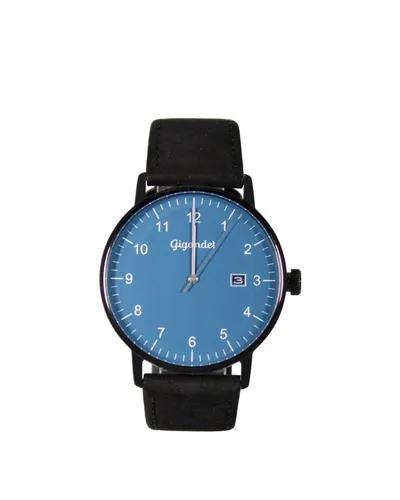 Gigandet Quarzuhr Armbanduhr Herren Quarz Schwarz Edelstahl Datum Blau G26-012, Mineralglas, Datumsanzeige, arabische Ziffern
