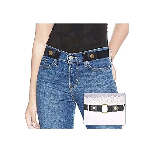 SUOSDEY Gürtel Damen Schwarz,Elastischer Gürtel für Jeans Hosen Stretchgürtel Gürtel für Damen Herren ohne Schnalle gürtel,schwarz,60-84