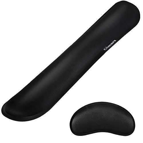 Gimars Handgelenkauflage für Tastatur und Maus Handballenauflage mit Memory-Schaum ergonomisch zur Entlastung des Handgelenks Schwarzes Pad-Set