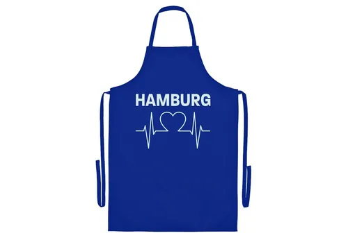 multifanshop Grillschürze Hamburg - Herzschlag - Grillschürze für Hamburg-Fans, hochwertig und langlebig, ideal als Geschenk oder für den eigenen Grillabend.