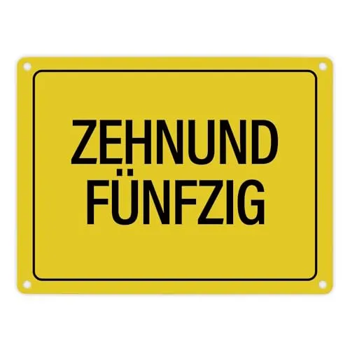 60. Geburtstag Metallschild mit Spruch: Zehnundfünfzig - Wand- & Türschilder, hochwertiger Druck auf Aluminium, ideal als humorvolles Geschenk zum runden Geburtstag.