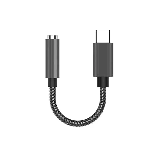 INF USB-C zu 3,5 mm Adapter für Kopfhörer, Anschluss an die Aux-Buchse des Autos oder an einen Selfie-Stick geeignet, 12,5 cm, 1 x Audioadapter (schwarz)