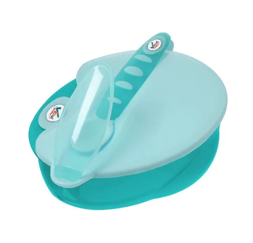 Vital Baby Babyflasche Babys erstes Tellerset mit Deckel und Löffel ab 4 Monaten