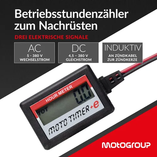 Motogroup Betriebsstundenzähler LCD Display, Ziffernhöhe 6,5mm
