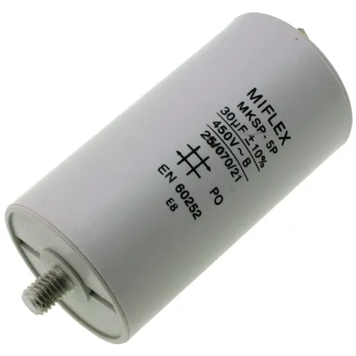 Anlaufkondensator Motorkondensator 30µF 450V 45x83mm Stecker 6,3x0,8mm Miflex 30