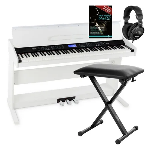 FunKey DP-88 II Digitalpiano Set - Keyboards mit 88 anschlagsdynamischen Tasten, 360 Sounds und Lernfunktion. Inklusive Economy Keyboardbank, Kopfhörer und Klavierschule für den perfekten Einstieg ins Klavierspiel.