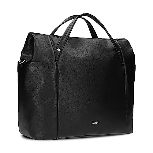 Zwei Businesstasche in Schwarz - Stylische Kunstledertasche - Handtaschen mit Laptopfach und herausnehmbarer Innentasche, perfekt für Büro und Alltag, Maße: (B)35 x (H)42 x (T)20 cm.