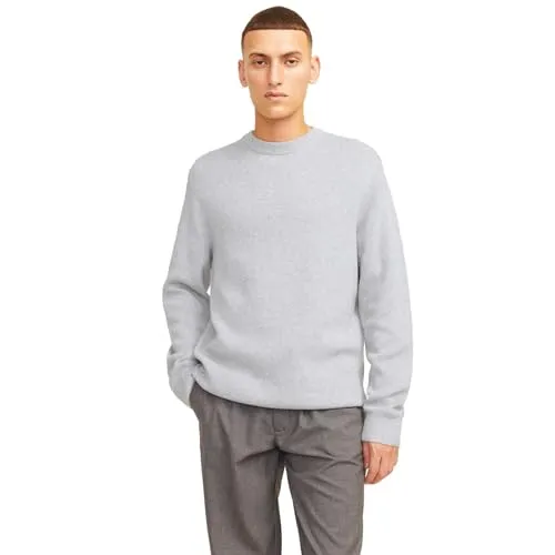JACK & JONES Herren Jprblamilano Stitch Knit Crew Neck Strickpullover, Light Grey Melange ,L