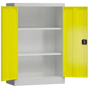 ClassiX Aktenschrank X-530296, abschließbar und robust - Hochschrank aus Metall, abschließbar mit 2 höhenverstellbaren Fachböden und 3 Ordnerhöhen. Ideal für sichere und platzsparende Büroorganisation.