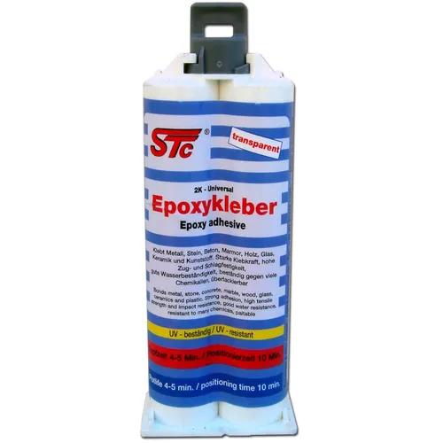 STC 2K Epoxykleber Kunststoffkleber transparent doppelkartusche 50 ml